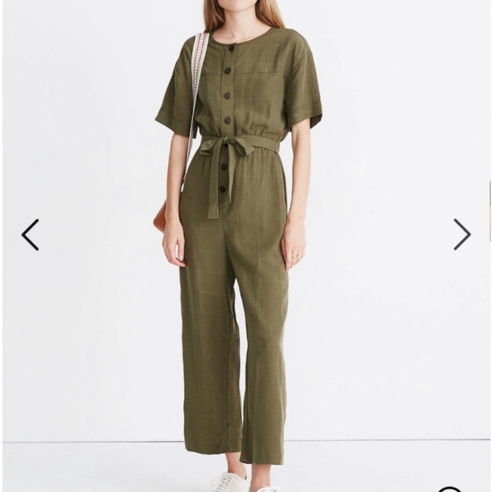 Madewell short sleeve belted jumpsuit